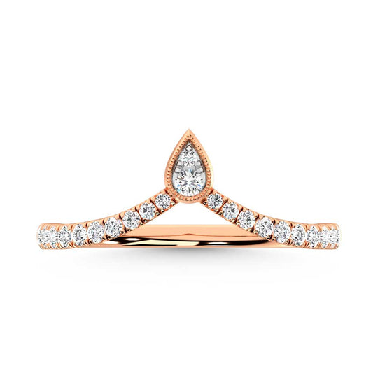 Diamante de oro rosa de 14 quilates de 1/4 qt. Dos. Banda de chevr√≥n