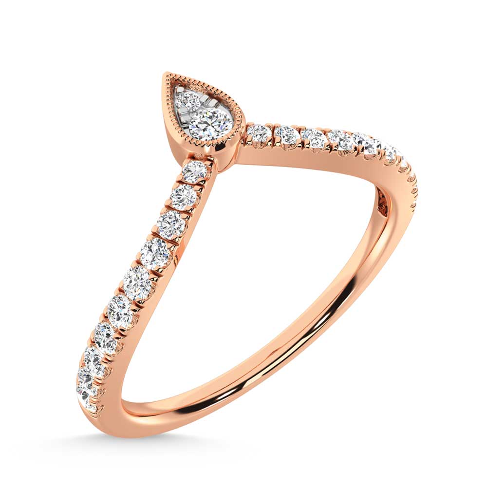 Diamante de oro rosa de 14 quilates de 1/4 qt. Dos. Banda de chevr√≥n