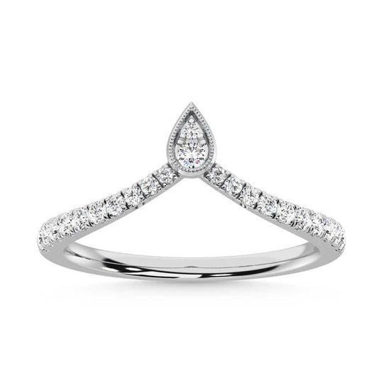 1/4 ct. 10K White Gold Diamond. Two. Chevron Band