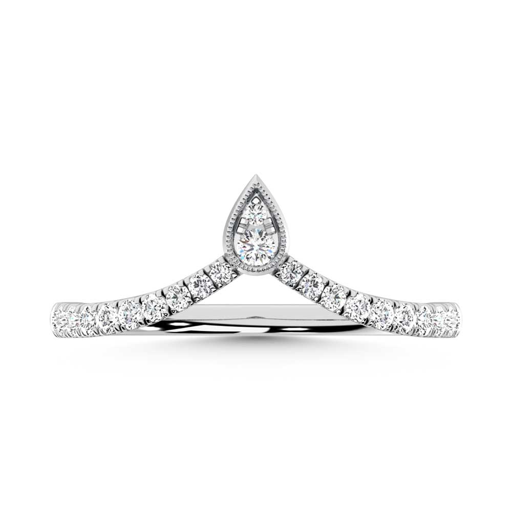 1/4 ct. 10K White Gold Diamond. Two. Chevron Band