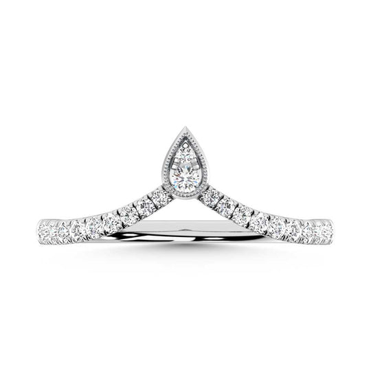 1/4 ct. 10K White Gold Diamond. Two. Chevron Band