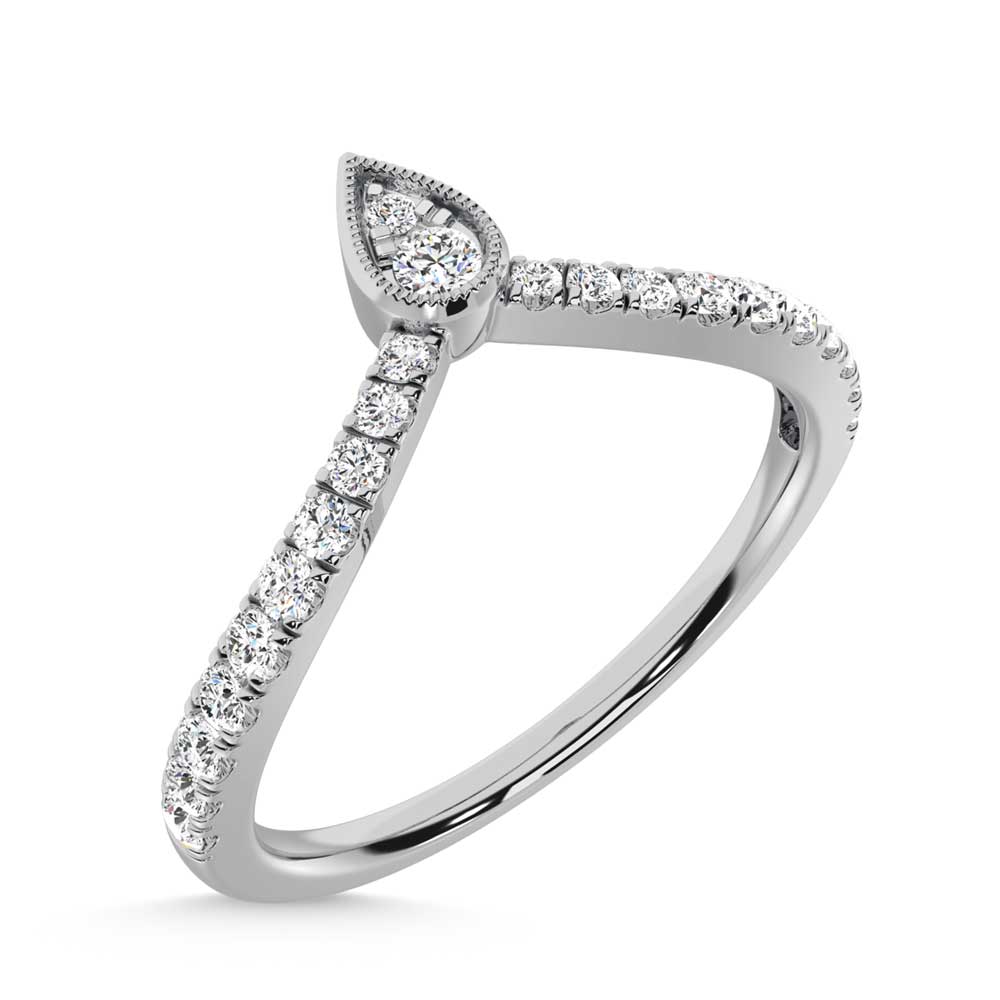 1/4 ct. 10K White Gold Diamond. Two. Chevron Band