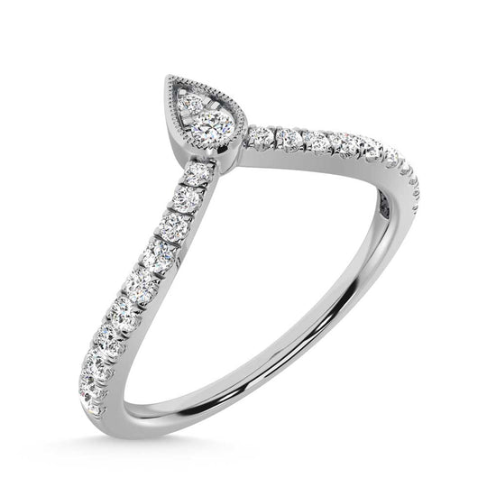 1/4 ct. 10K White Gold Diamond. Two. Chevron Band