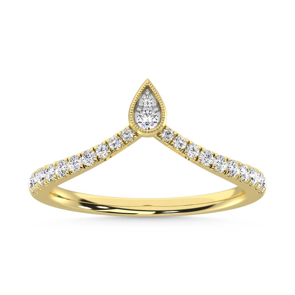 Diamante de oro amarillo de 10 quilates de 1/4 qt. Dos. Banda de chevr√≥n