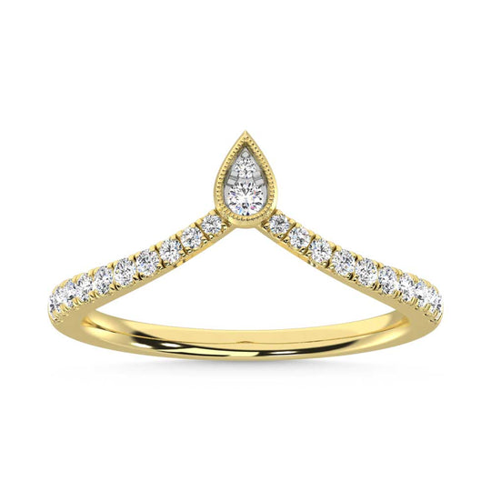 Diamante de oro amarillo de 10 quilates de 1/4 qt. Dos. Banda de chevr√≥n