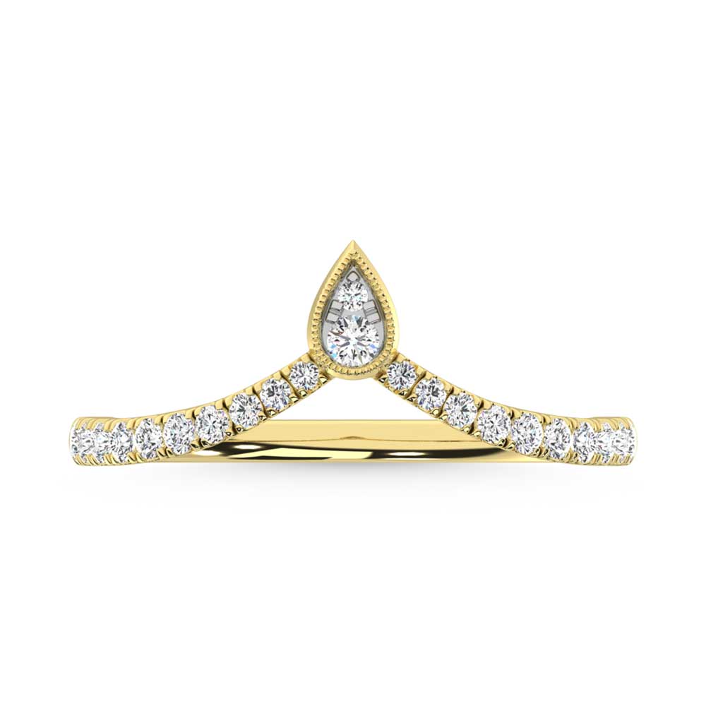 Diamante de oro amarillo de 10 quilates de 1/4 qt. Dos. Banda de chevr√≥n