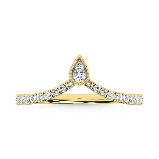 Diamante de oro amarillo de 10 quilates de 1/4 qt. Dos. Banda de chevr√≥n