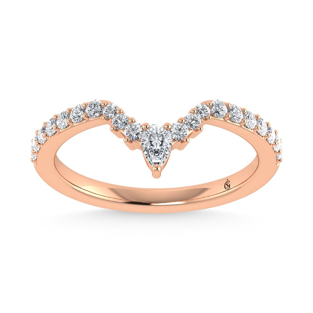 Diamante de oro rosa de 14 quilates de 1/3 qt. Dos. Banda de chevr√≥n