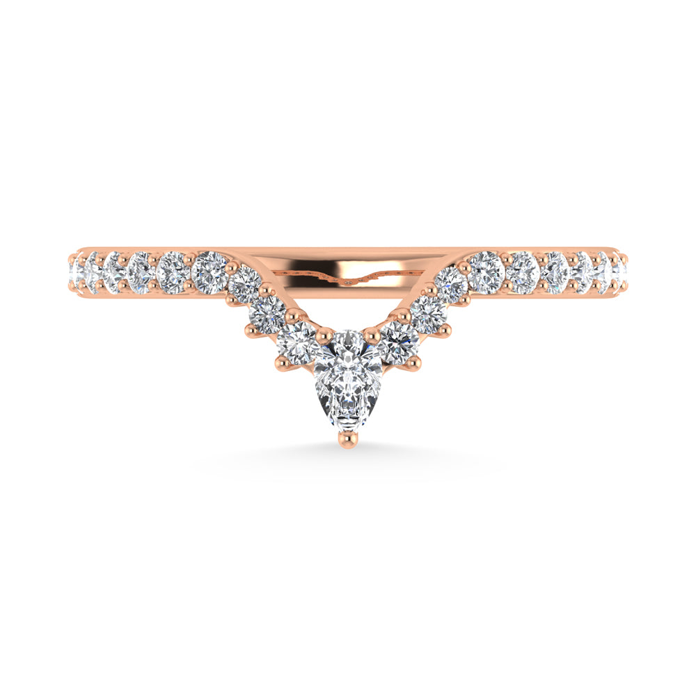 Diamante de oro rosa de 14 quilates de 1/3 qt. Dos. Banda de chevr√≥n