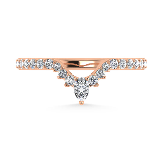 Diamante de oro rosa de 14 quilates de 1/3 qt. Dos. Banda de chevr√≥n