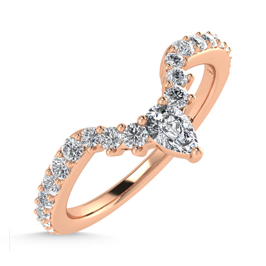 Diamante de oro rosa de 14 quilates de 1/3 qt. Dos. Banda de chevr√≥n