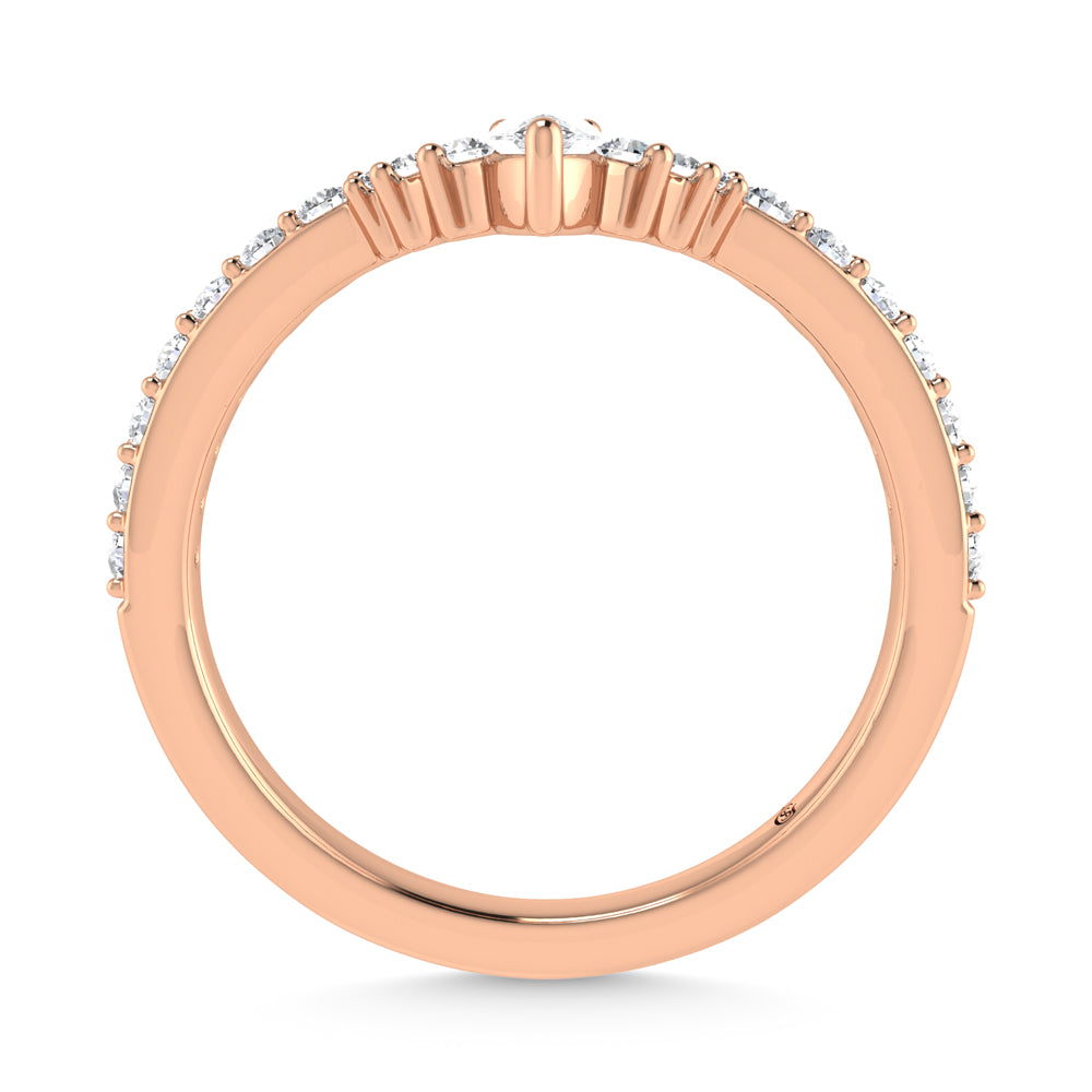 Diamante de oro rosa de 14 quilates de 1/3 qt. Dos. Banda de chevr√≥n
