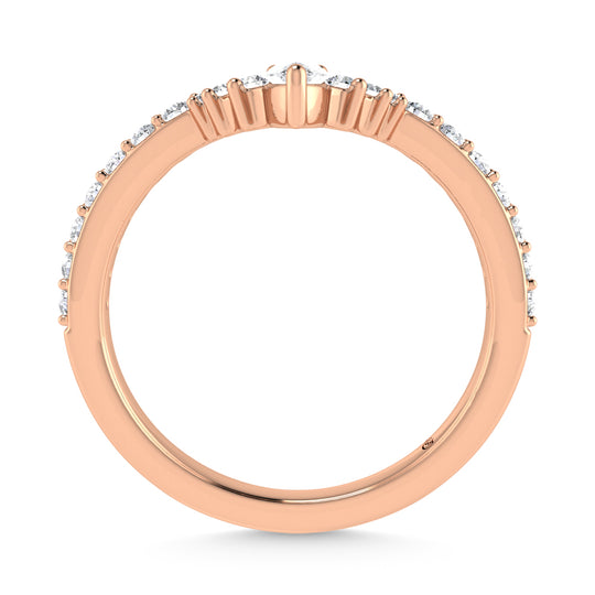 Diamante de oro rosa de 14 quilates de 1/3 qt. Dos. Banda de chevr√≥n