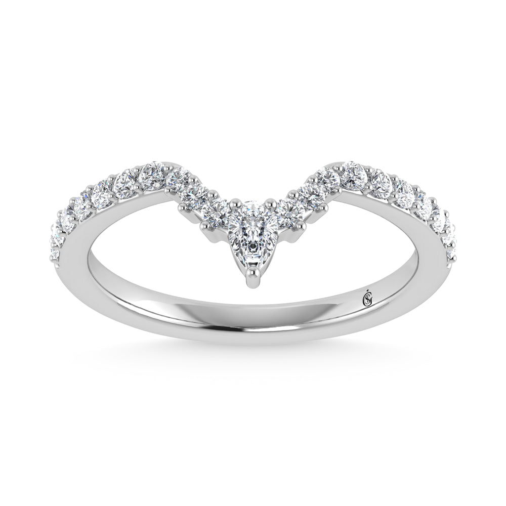 1/3 ct. 14K white gold diamond. Two. Chevron band
