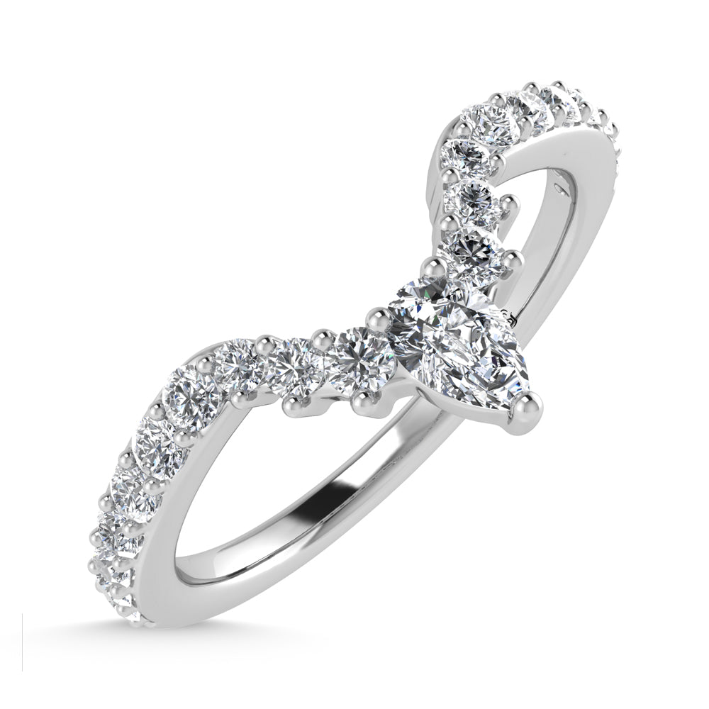 1/3 ct. 14K white gold diamond. Two. Chevron band