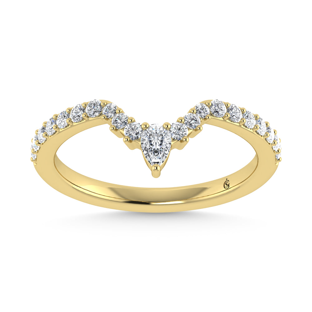 Diamante de oro amarillo de 14 quilates de 1/3 qt. Dos. Banda de chevr√≥n