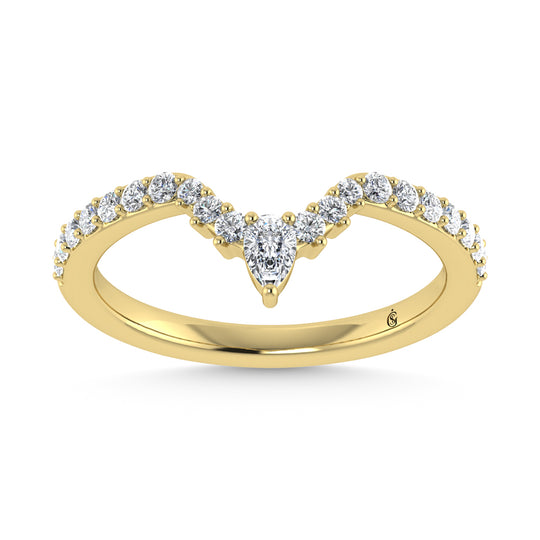 Diamante de oro amarillo de 14 quilates de 1/3 qt. Dos. Banda de chevr√≥n