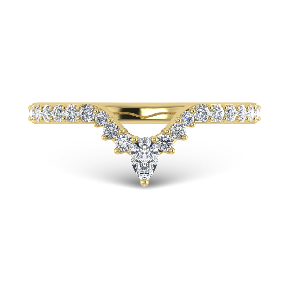 Diamante de oro amarillo de 14 quilates de 1/3 qt. Dos. Banda de chevr√≥n