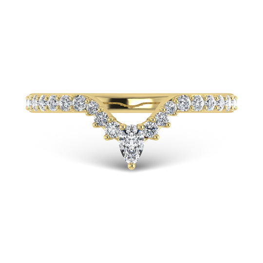 Diamante de oro amarillo de 14 quilates de 1/3 qt. Dos. Banda de chevr√≥n