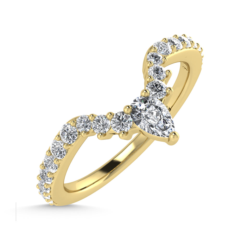 Diamante de oro amarillo de 14 quilates de 1/3 qt. Dos. Banda de chevr√≥n