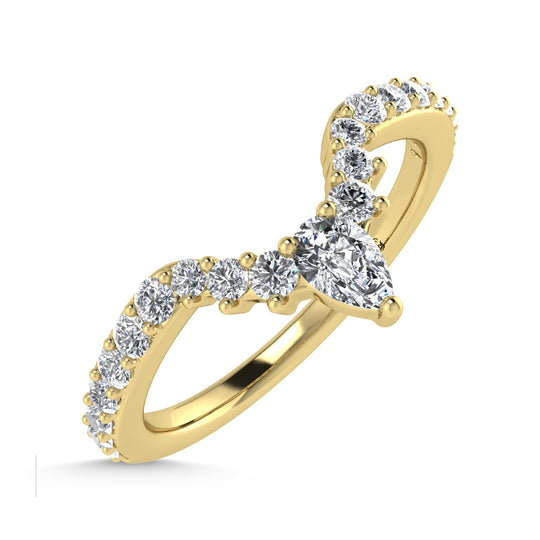 Diamante de oro amarillo de 14 quilates de 1/3 qt. Dos. Banda de chevr√≥n