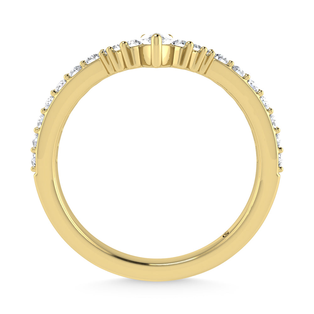 Diamante de oro amarillo de 14 quilates de 1/3 qt. Dos. Banda de chevr√≥n