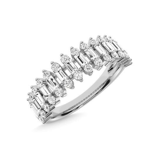 Diamante de oro blanco de 14 quilates de 1/2 qt. total Anillo de aniversario