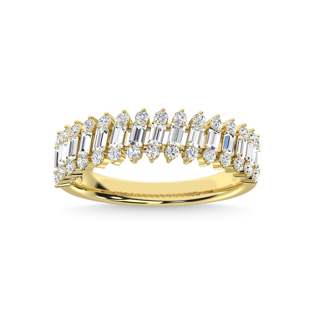 Diamante de oro amarillo de 14 quilates de 1/2 qt. total Anillo de aniversario