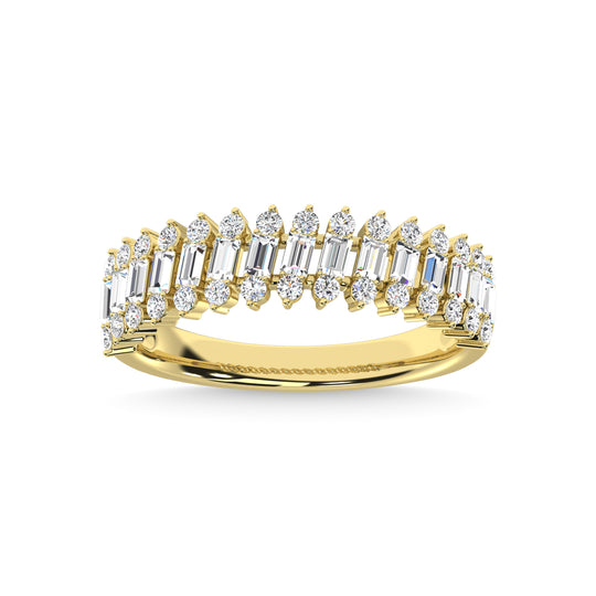 Diamante de oro amarillo de 14 quilates de 1/2 qt. total Anillo de aniversario