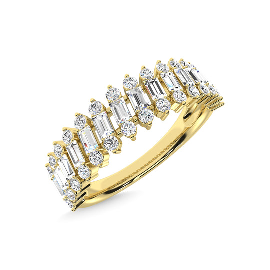 Diamante de oro amarillo de 14 quilates de 1/2 qt. total Anillo de aniversario