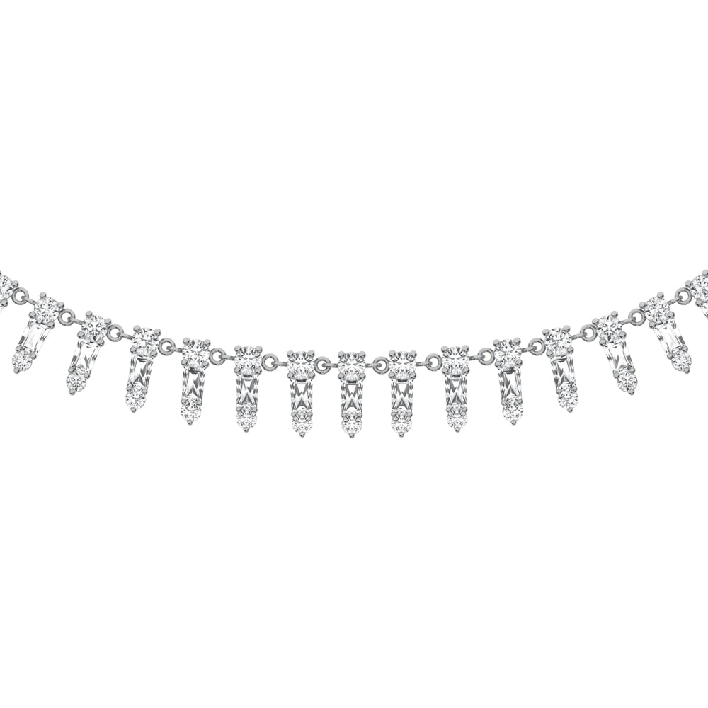 Diamante de oro blanco de 14 quilates de 1 1/2 quilates total. Collar de moda