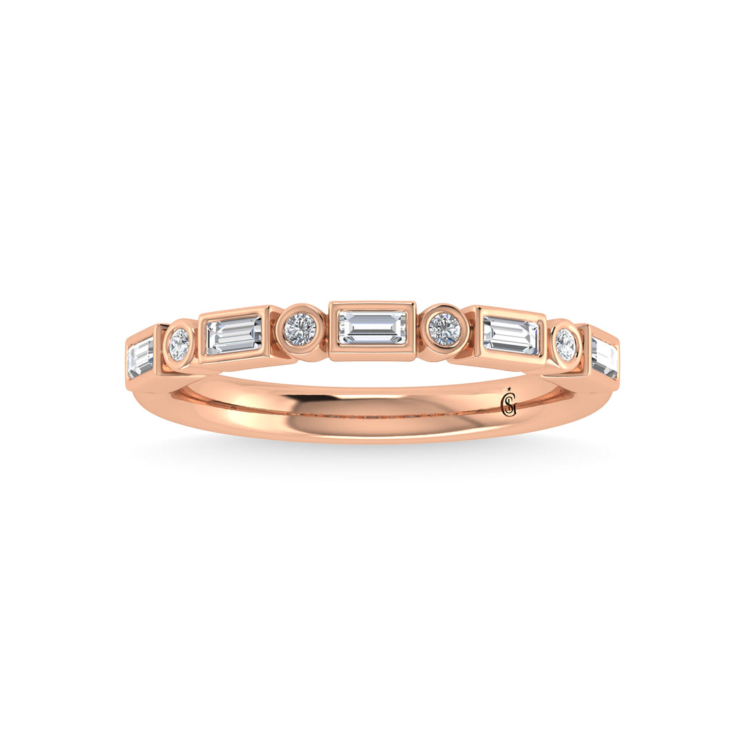 Diamante en oro rosa de 14 quilates de 1/4 qt. total Banda apilable