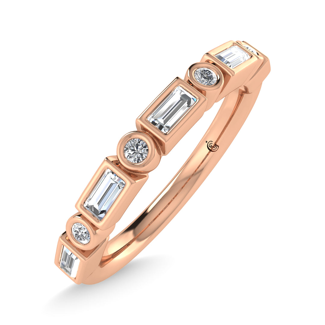 Diamante en oro rosa de 14 quilates de 1/4 qt. total Banda apilable