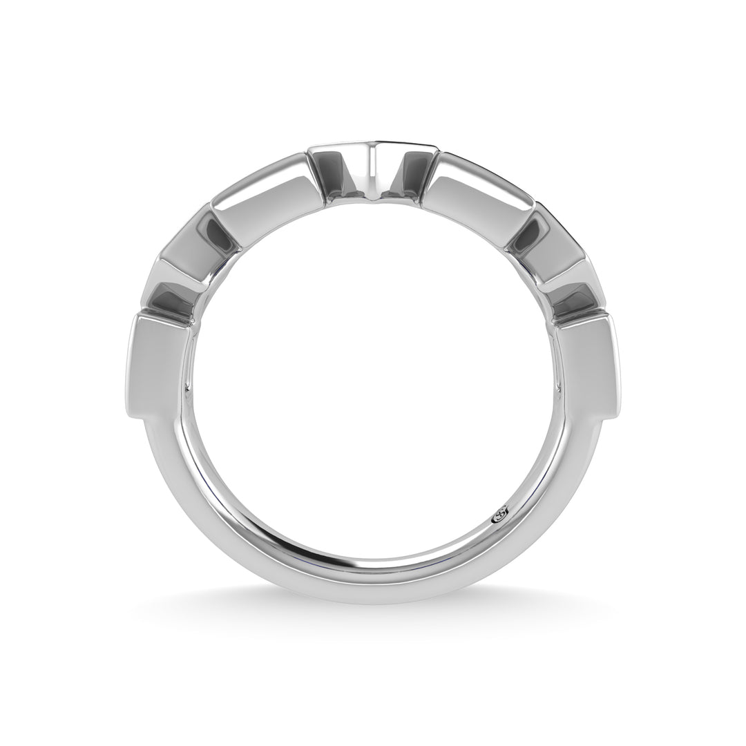 14K white gold, 7/8 ct. tw. blue sapphire and diamond. Stackable band.