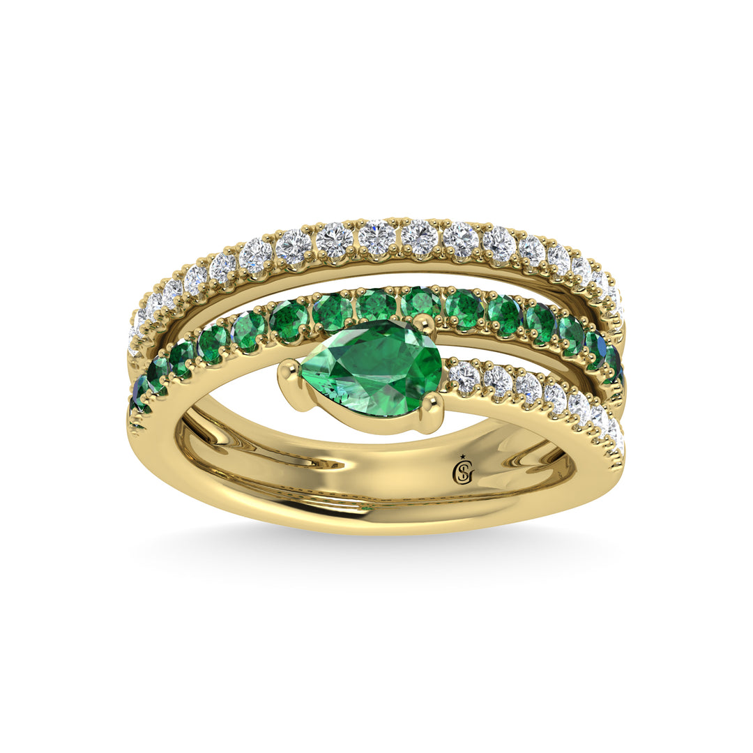 14K yellow gold, 1 1/4 ct. diamond and emerald stackable band
