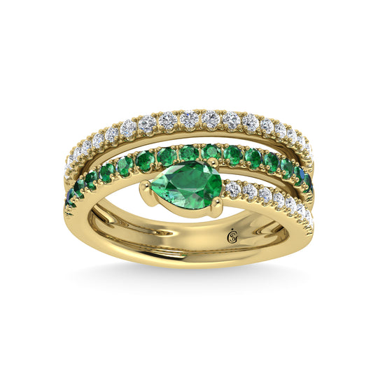 14K yellow gold, 1 1/4 ct. diamond and emerald stackable band