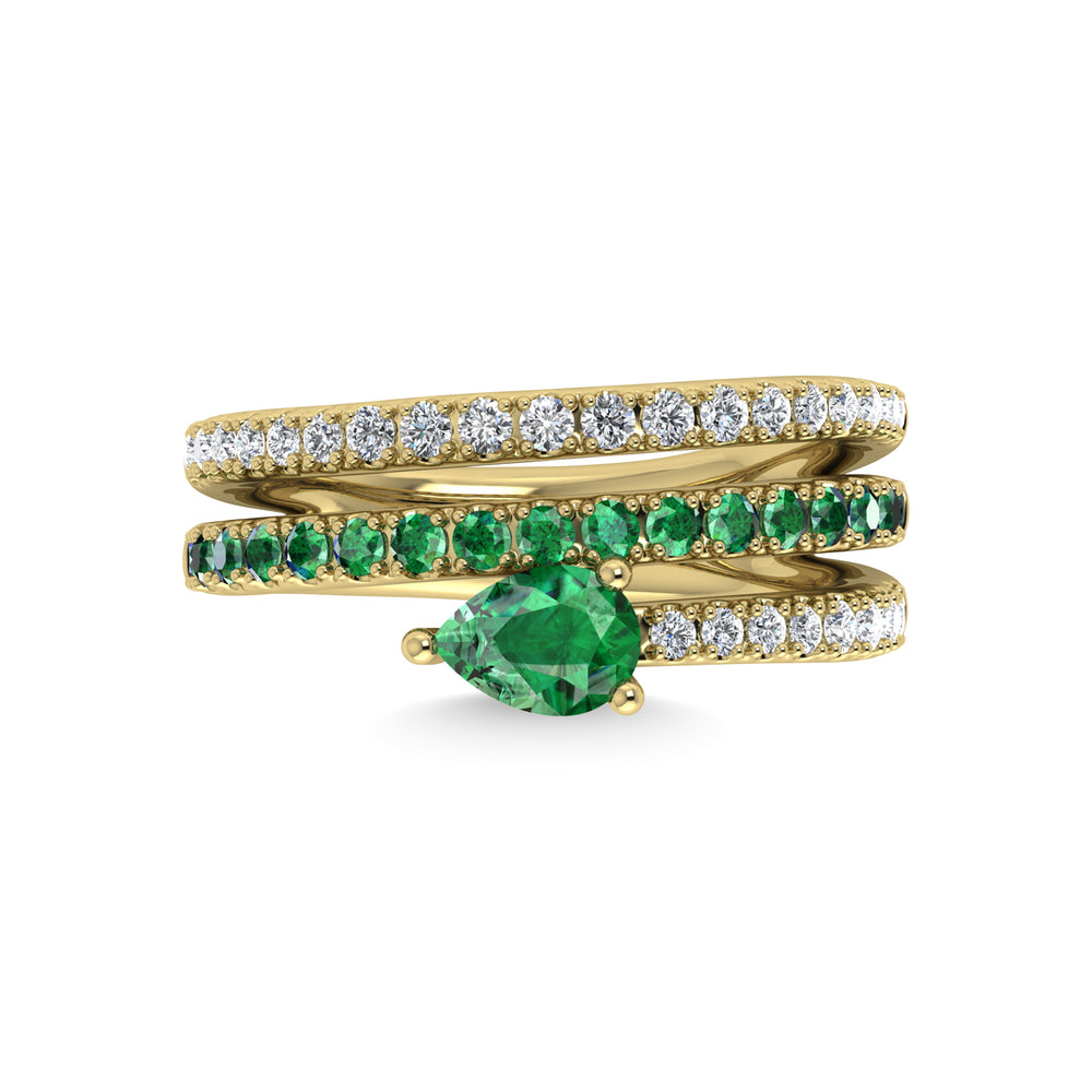 14K yellow gold, 1 1/4 ct. diamond and emerald stackable band