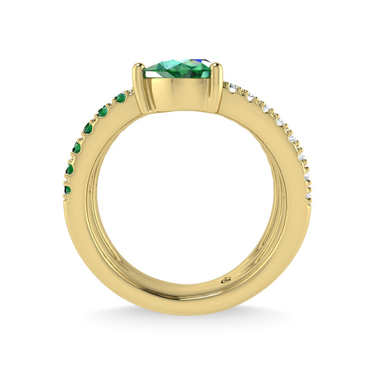 14K yellow gold, 1 1/4 ct. diamond and emerald stackable band