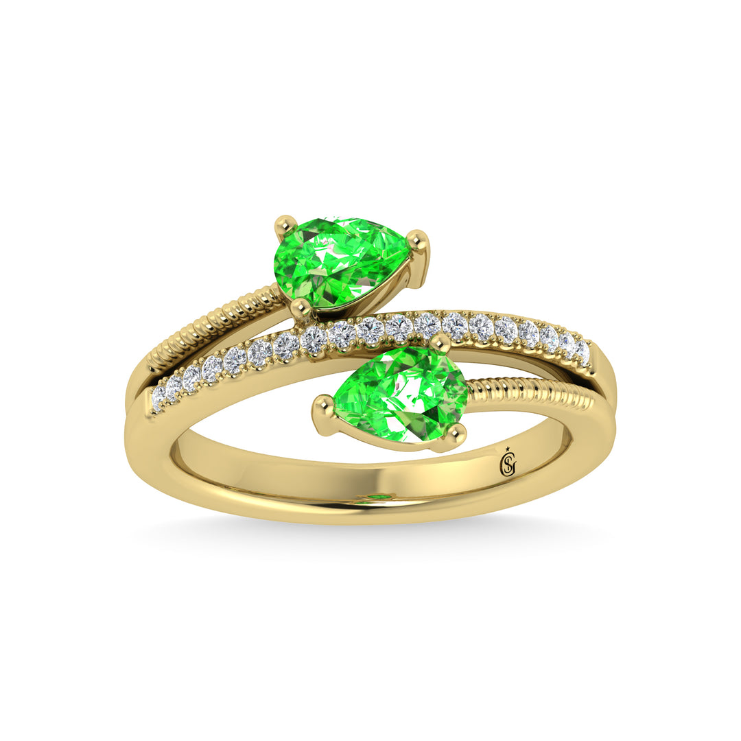 14K yellow gold, 1 ct. diamond and tsavorite stackable band