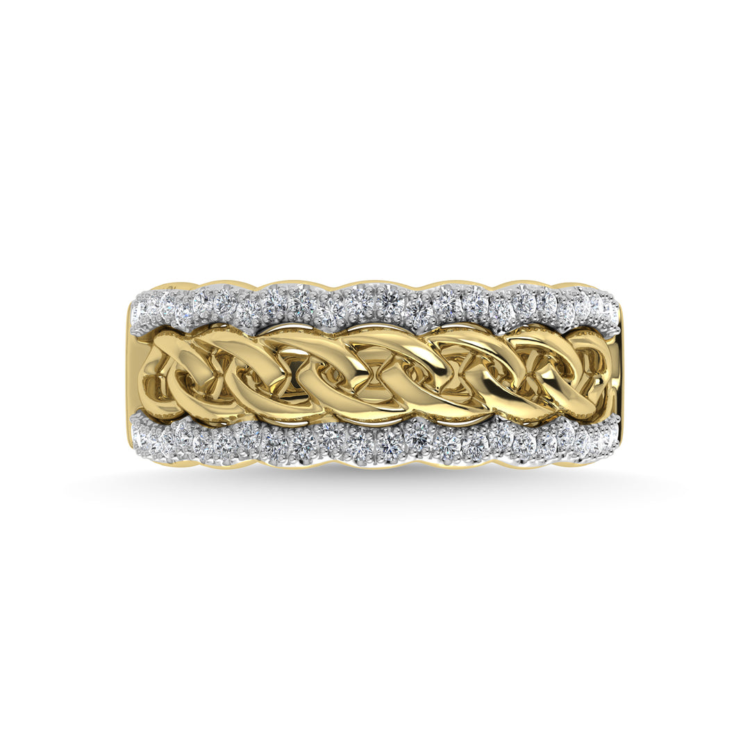 Diamante de oro amarillo de 14 quilates de 1/4 qt. total Anillo de moda