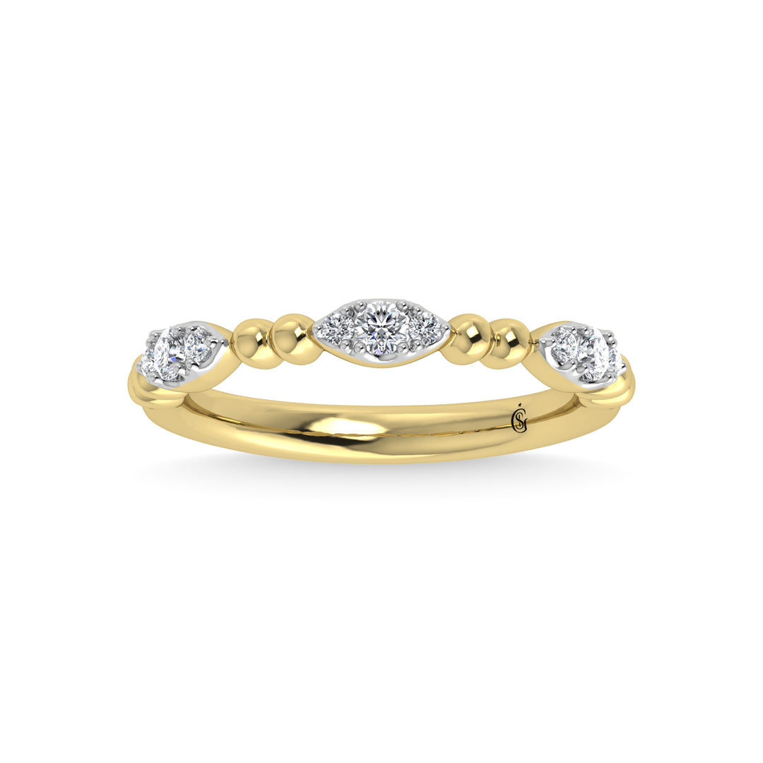 Diamante de oro amarillo de 14 quilates de 1/5 quilates total. Banda apilable