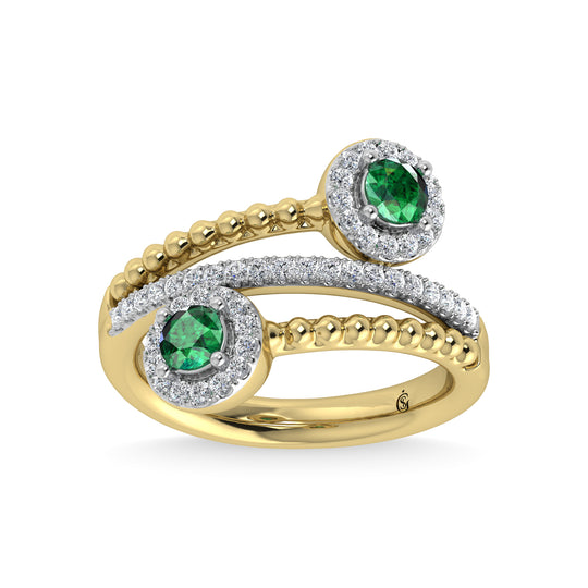 14K Yellow Gold Diamond 7/8 Carat Total Fashion Ring