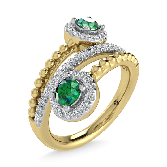 14K Yellow Gold Diamond 7/8 Carat Total Fashion Ring