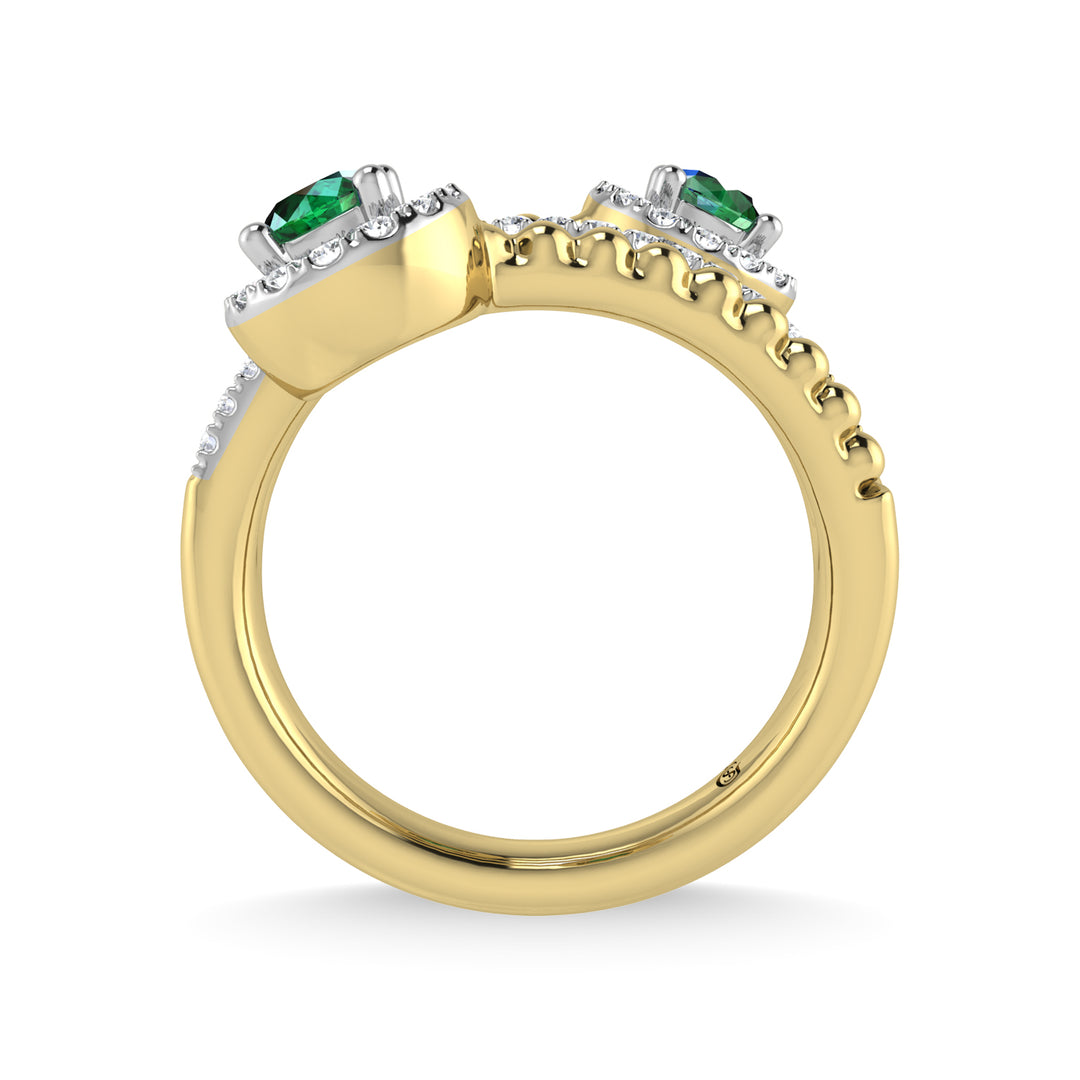 14K Yellow Gold Diamond 7/8 Carat Total Fashion Ring