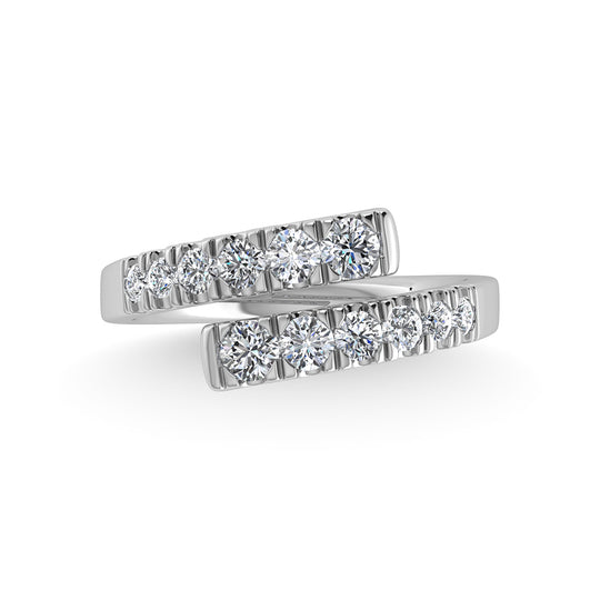 Diamante en oro blanco de 14 quilates, 7/8 quilates total. Anillo de moda