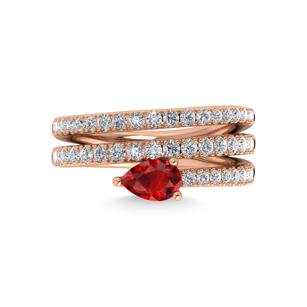 14K rose gold, 1 3/8 carat total diamond and ruby ​​fashion ring