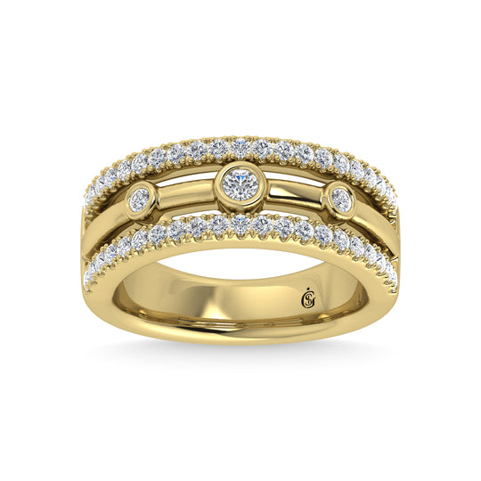 Diamante de dos tonos de 14 quilates, 1/2 qt.Tw. banda de moda