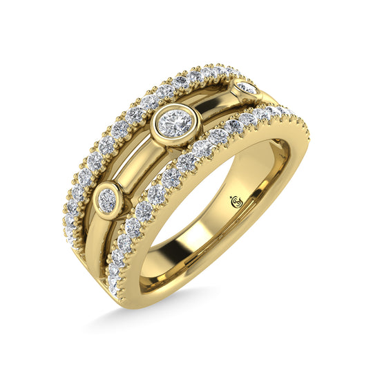 Diamante de dos tonos de 14 quilates, 1/2 qt.Tw. banda de moda