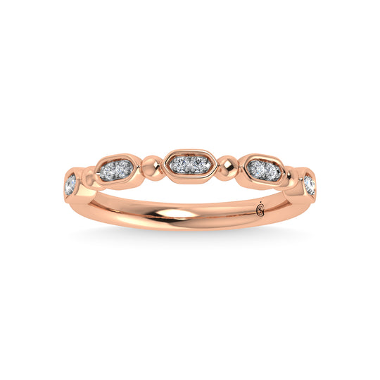 Diamante en oro rosa de 14 quilates de 1/20 quilates total. Banda apilable