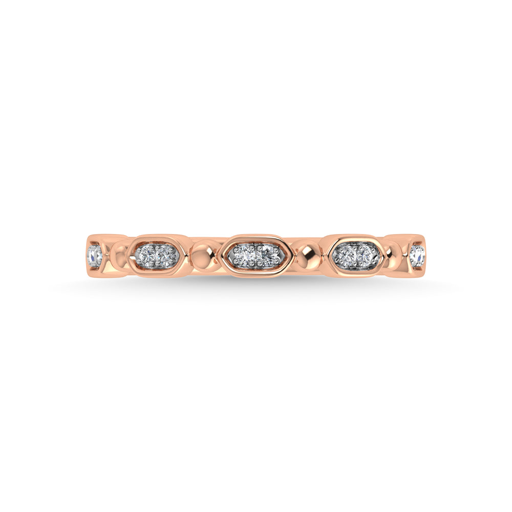 Diamante en oro rosa de 14 quilates de 1/20 quilates total. Banda apilable